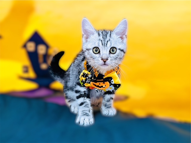 兵庫県のアメリカンショートヘアー (ペッツワン神戸深江浜店/2025年8月15日生まれ/男の子/シルバータビー)の子猫の1枚目の画像