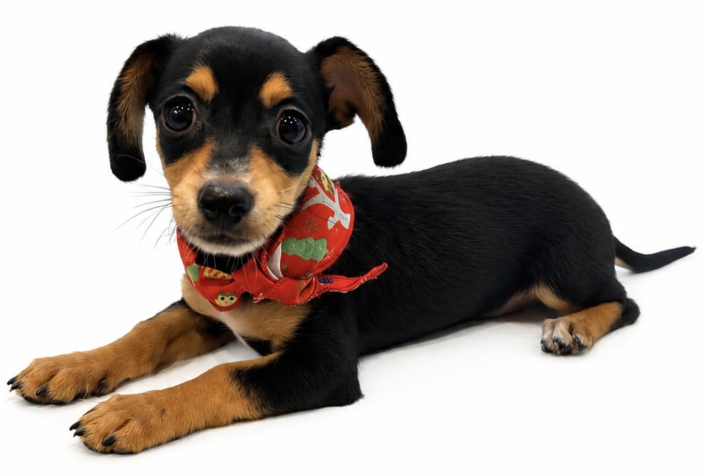 埼玉県のハーフ犬・ミックス犬 (ペッツワン行田店/2026年3月25日生まれ/女の子/ブラックタンホワイト)の子犬の2枚目の画像